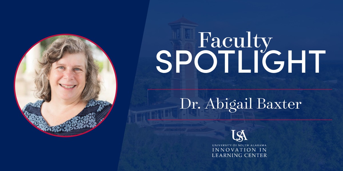 faculty spotlight banner showing photo of dr. abigail baxter
