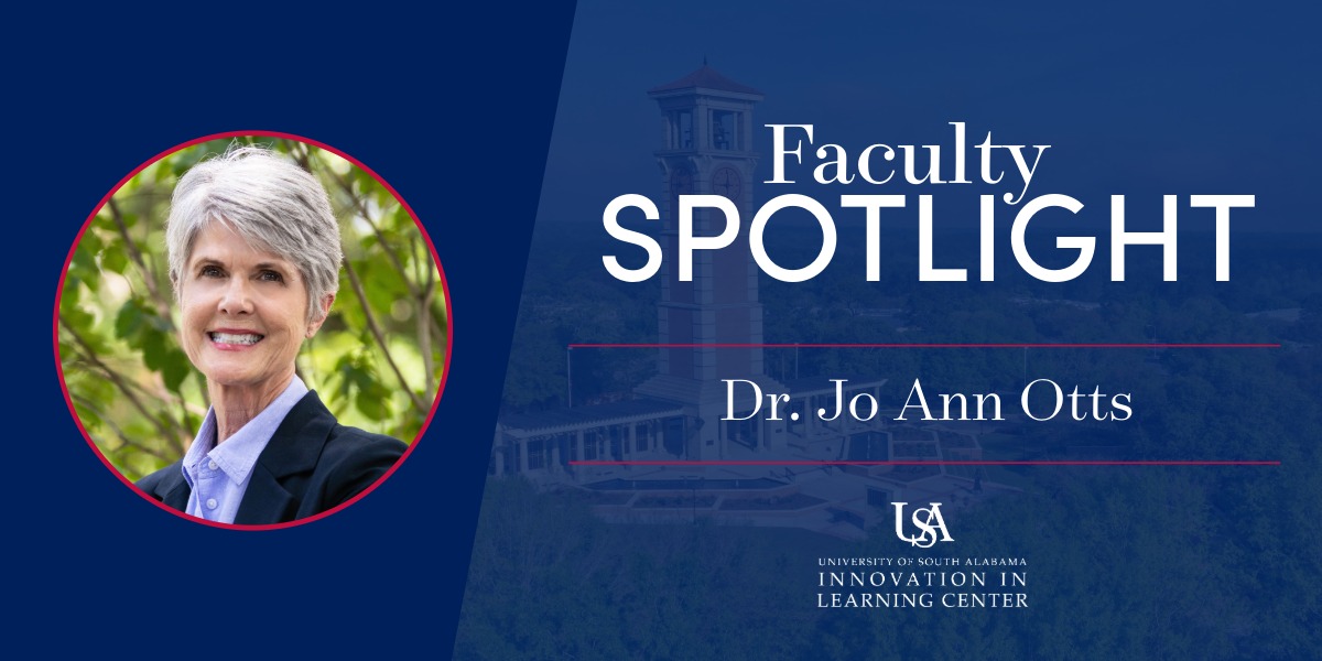 faculty spotlight banner showing photo of dr. jo ann otts
