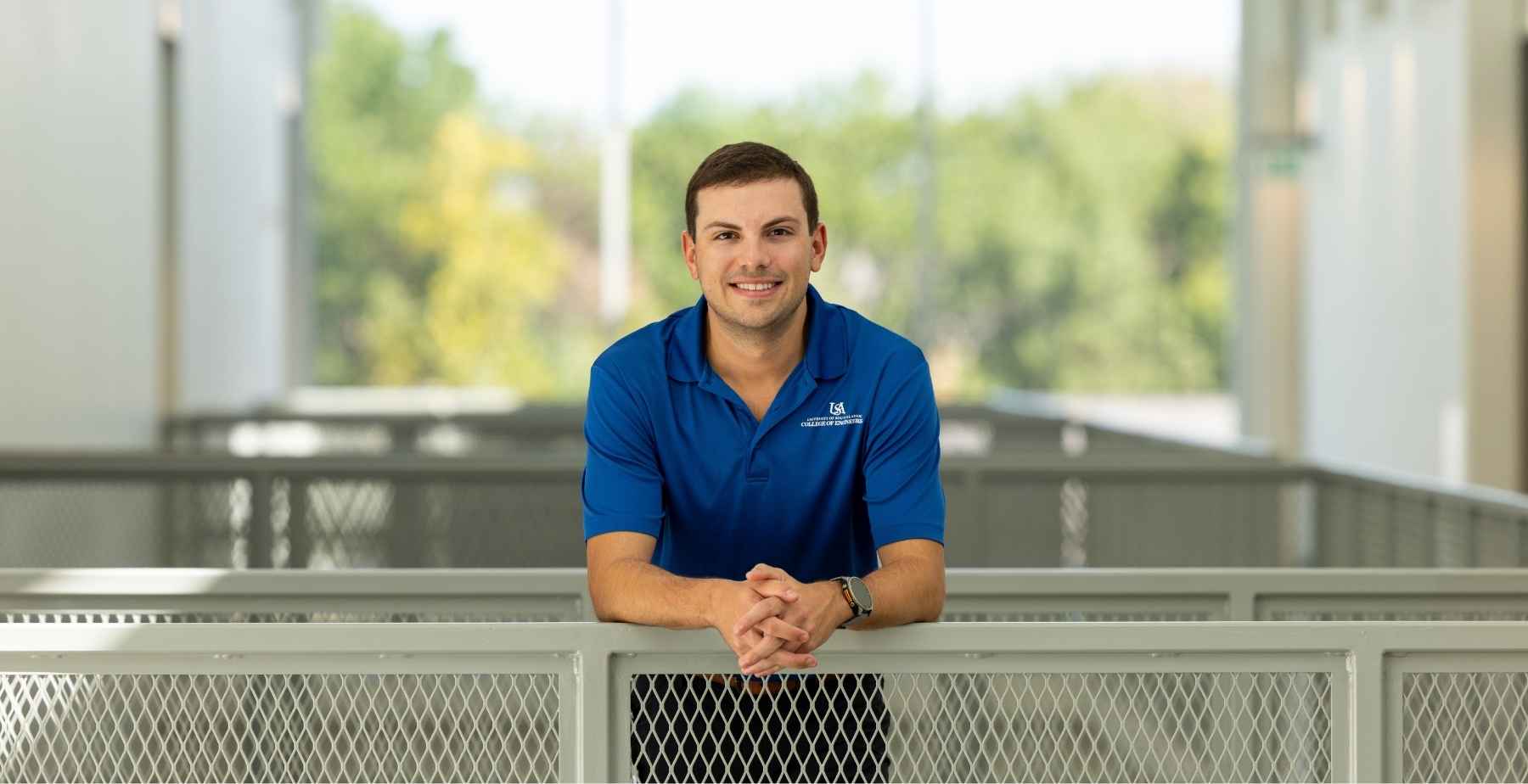 Mechanical engineering graduate Matthew Chauvin at Garmin&rsquo;s headquarters in Olathe, Kansas.
