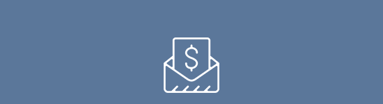 Envelope with money icon.